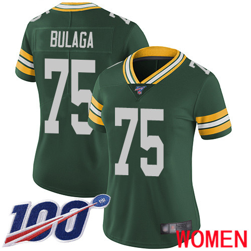 Green Bay Packers Limited Green Women #75 Bulaga Bryan Home Jersey Nike NFL 100th Season Vapor Untouchable->youth nfl jersey->Youth Jersey